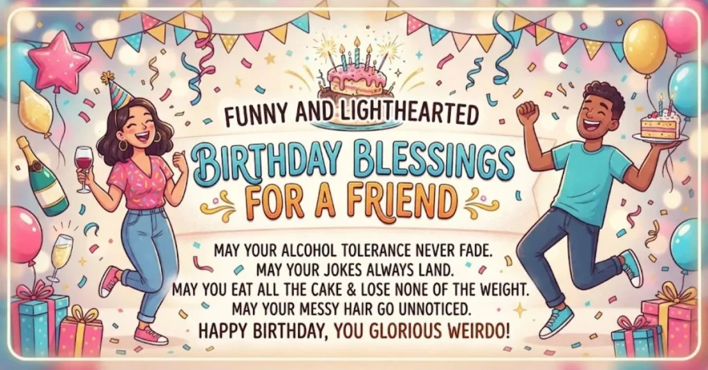 Funny and Lighthearted Birthday Blessings for a Friend